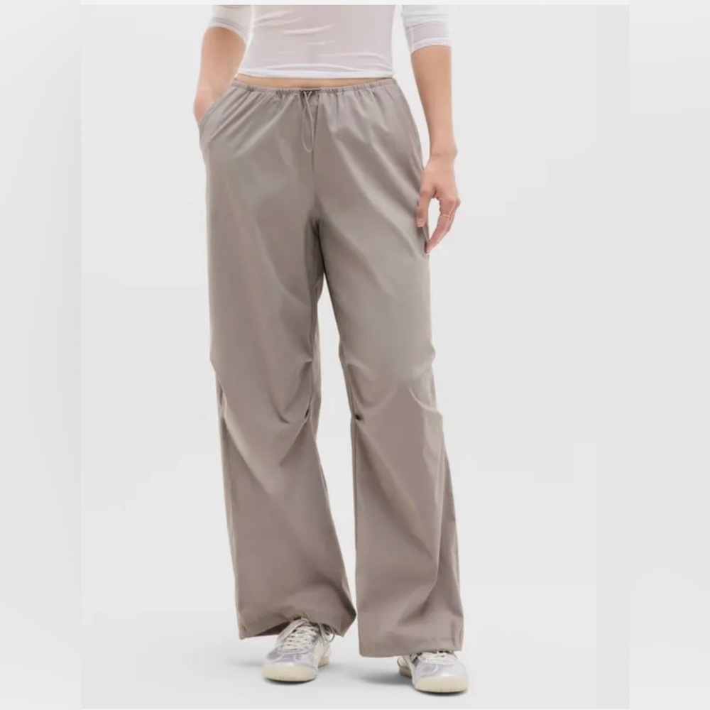 Athleta Taupe Wide-Leg Track Pants